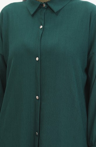 Buttoned Long Tunic 1046-03 Emerald Green 1046-03