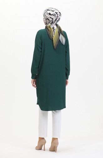 Buttoned Long Tunic 1046-03 Emerald Green 1046-03