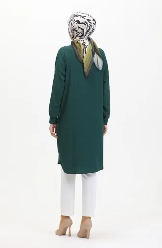 Buttoned Long Tunic 1046-03 Emerald Green 1046-03