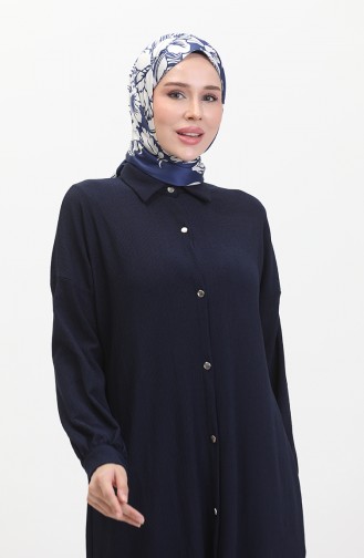 تونيك طويل بأزرار  1046-04 كحلي 1046-04