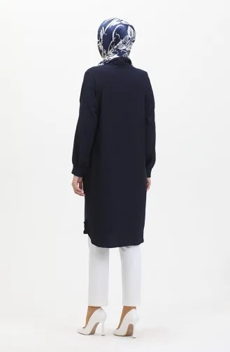 Lange Tuniek Met Knopen 1046-04 Marineblauw 1046-04