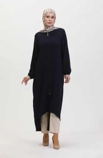 Asymmetrisch Gesneden Tuniek Met Ritssluiting 1047-01 Marineblauw 1047-01