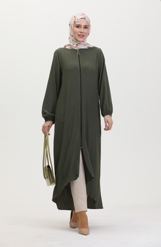 Asymmetric Cut Zippered Tunic 1047-02 Khaki 1047-02