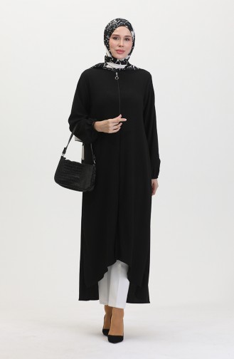 Asymmetrisch Geschnittene Tunika Mit Reißverschluss 1047-04 Schwarz 1047-04