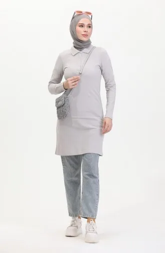 Polo Collar Placket Tunic 10346-01 Gray 10346-01