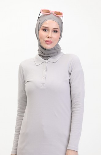 Polo Collar Placket Tunic 10346-01 Gray 10346-01