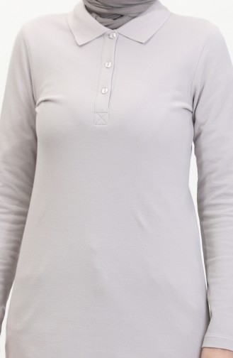 Polo Collar Placket Tunic 10346-01 Gray 10346-01