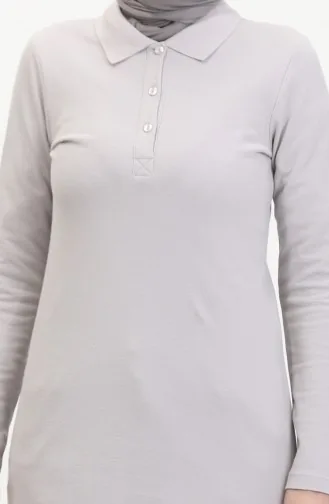 Polo Collar Placket Tunic 10346-01 Gray 10346-01