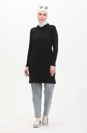 Polo Collar Placket Tunic 10346-02 Black 10346-02