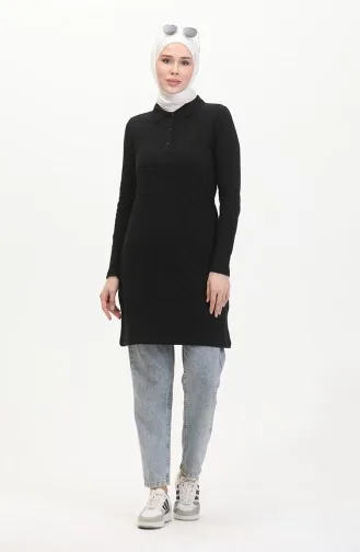 Polo Collar Placket Tunic 10346-02 Black 10346-02