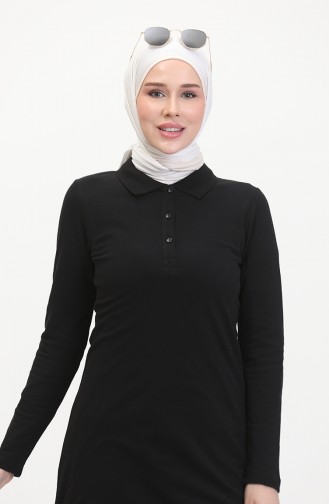 Polo Collar Placket Tunic 10346-02 Black 10346-02