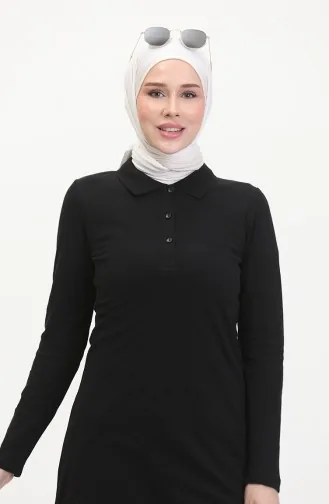 Polo Collar Placket Tunic 10346-02 Black 10346-02