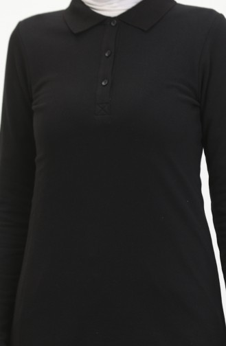Polo Collar Placket Tunic 10346-02 Black 10346-02