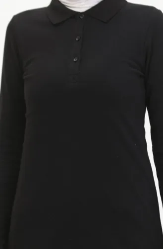 Polo Collar Placket Tunic 10346-02 Black 10346-02