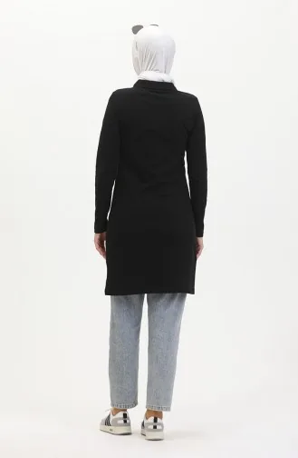 Polo Collar Placket Tunic 10346-02 Black 10346-02
