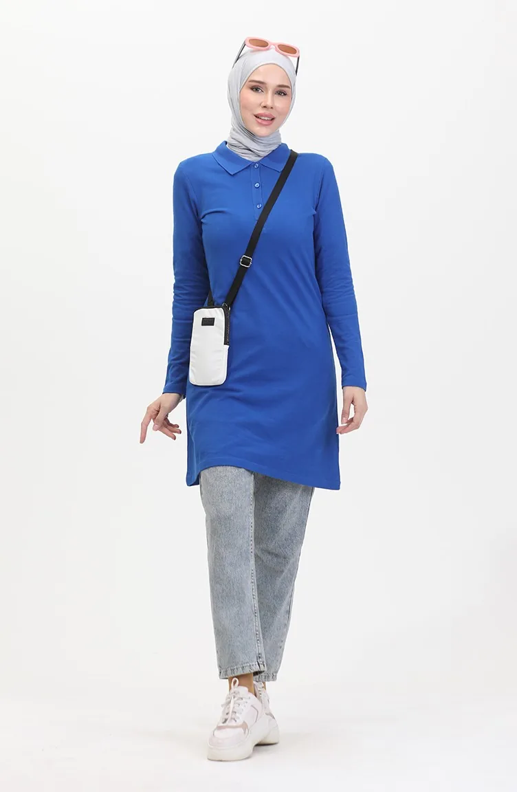 Karierte Tunika Mit Polokragen 10346-03 Saks 10346-03