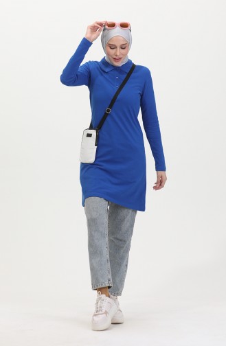 Polo Collar Placket Tunic 10346-03 Saxe 10346-03