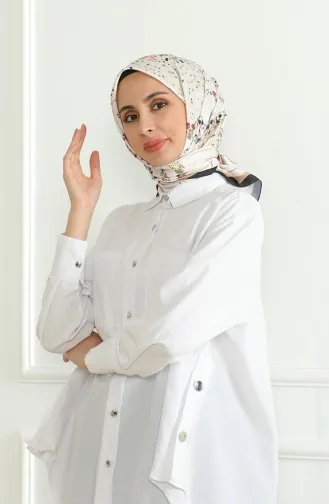 Karaca Rayon Sjaal 81070-07 Crème Zwart 81070-07