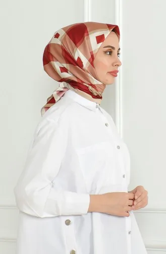 Karaca Rayon Sjaal 81071-11 Beige Claret Rood 81071-11