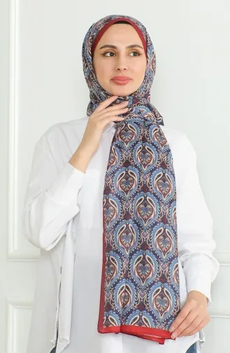 Karaca Châle Doux 81061-04 Rouge Claret Bleu Marine 81061-04