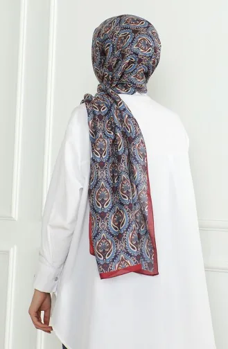 Karaca Châle Doux 81061-04 Rouge Claret Bleu Marine 81061-04
