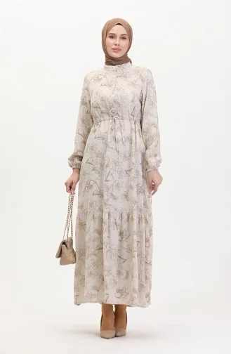 Robe Lin A Lacets Et Boutons 0520-05 Beige Vison 0520-05