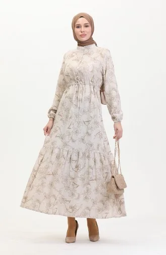 Robe Lin A Lacets Et Boutons 0520-05 Beige Vison 0520-05