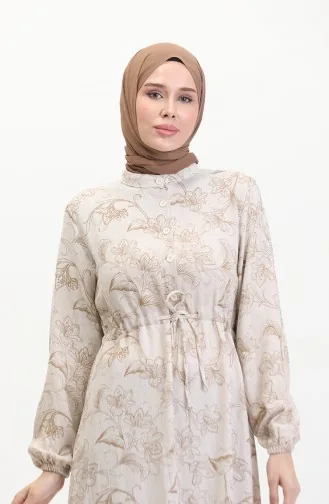 Robe Lin A Lacets Et Boutons 0520-05 Beige Vison 0520-05