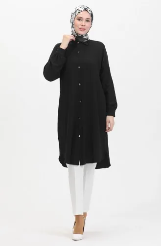 Buttoned Long Tunic 1046-05 Black 1046-05