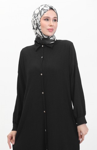 تونيك طويل بتصميم أزرار 1046-05 لون أسود 1046-05