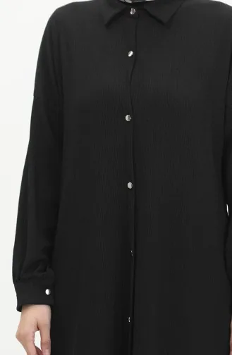 Buttoned Long Tunic 1046-05 Black 1046-05