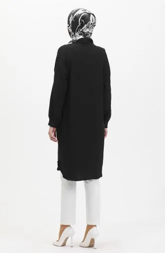 Buttoned Long Tunic 1046-05 Black 1046-05