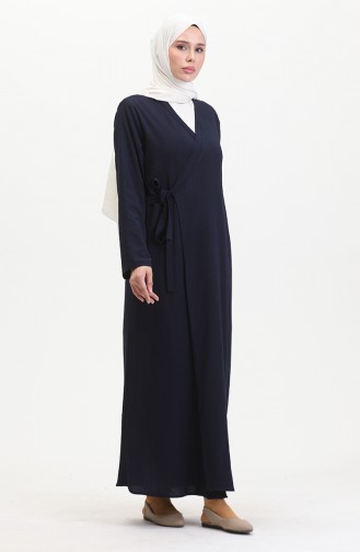 Crepe Fabric Side Tie Kimono 1024-02 Navy Blue 1024-02