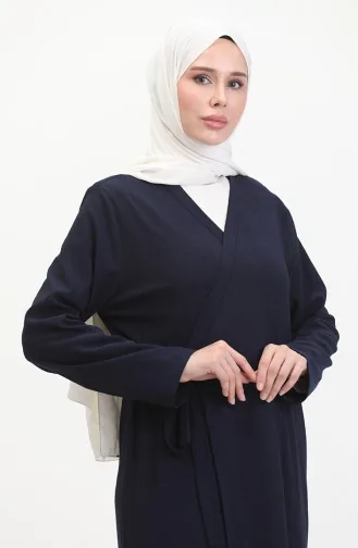 Bürümcük Kumaş Yandan Bağlamalı Namaz Elbisesi 1024-02 Lacivert
