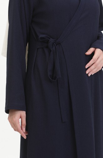 Crepe Fabric Side Tie Kimono 1024-02 Navy Blue 1024-02