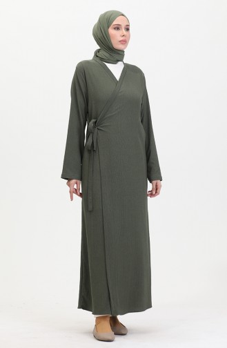 Bürümcük Stoffen Kimono Met Zijsluiting 1024-04 Kaki 1024-04