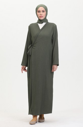 Bürümcük Stoffen Kimono Met Zijsluiting 1024-04 Kaki 1024-04