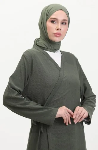 كيمونو سادة برباط من الجنب 1024-04 اخضر عسكري 1024-04