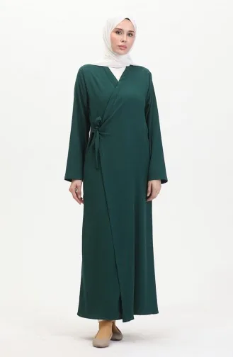 Seitlich Gebundener Kimono Aus Bürümcük-Stoff 1024-06 Smaragdgrün 1024-06