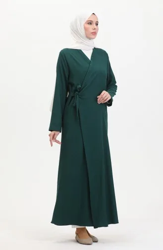 Seitlich Gebundener Kimono Aus Bürümcük-Stoff 1024-06 Smaragdgrün 1024-06