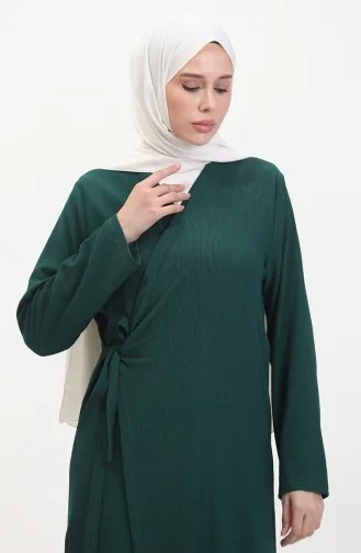 Seitlich Gebundener Kimono Aus Bürümcük-Stoff 1024-06 Smaragdgrün 1024-06