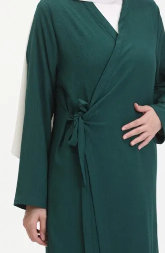 Seitlich Gebundener Kimono Aus Bürümcük-Stoff 1024-06 Smaragdgrün 1024-06