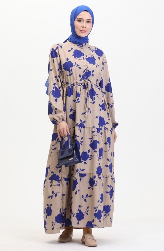 Vorne Geknöpftes Kleid Mit Spitzenmuster 0516-04 Mink Saks 0516-04