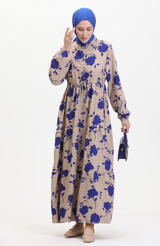 Vorne Geknöpftes Kleid Mit Spitzenmuster 0516-04 Mink Saks 0516-04