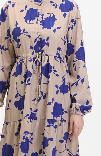 Vorne Geknöpftes Kleid Mit Spitzenmuster 0516-04 Mink Saks 0516-04