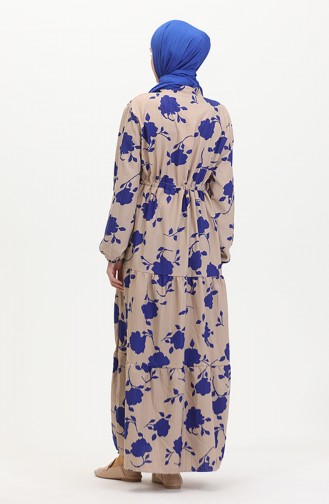Vorne Geknöpftes Kleid Mit Spitzenmuster 0516-04 Mink Saks 0516-04