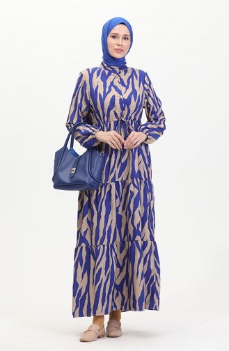 Laced Patterned Dress With Buttons On The Front 0517-01 Saks Mink 0517-01