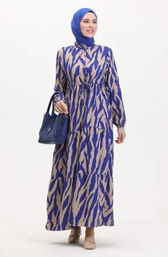 Laced Patterned Dress With Buttons On The Front 0517-01 Saks Mink 0517-01