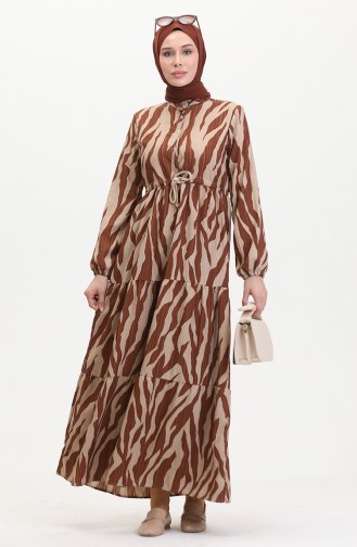 Robe à Motifs Dentelle Boutonné Devant 0517-02 Vison Tan 0517-02