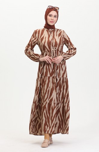 Robe à Motifs Dentelle Boutonné Devant 0517-02 Vison Tan 0517-02